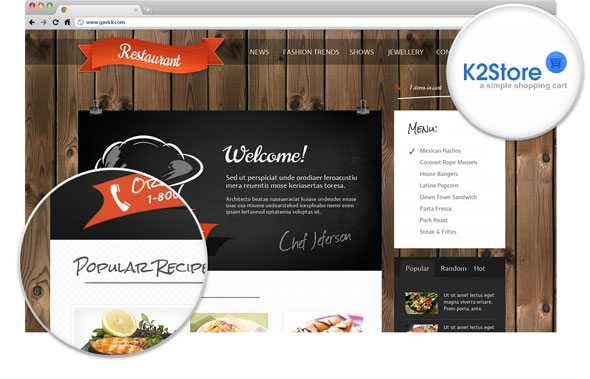 Restaurant 3.4 J2.5 GavickPro Restaurant Template