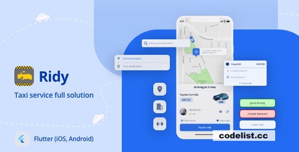 Ridy Flutter v3.4.5 - Full Taxi solution