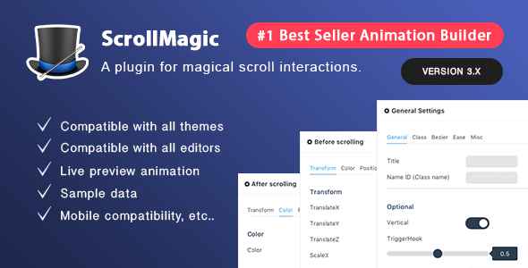 Scroll Magic v3.3.2- Scrolling Animation Builder Plugin