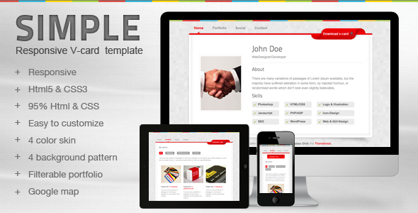 Themeforest Simple V-card Template