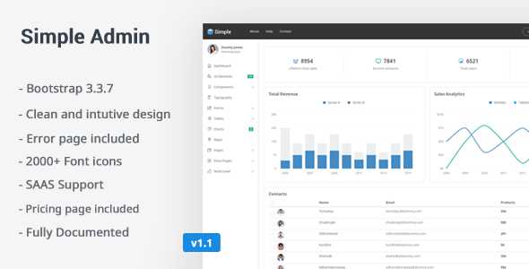 SimpleAdmin v1.1 - Responsive Admin Template