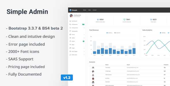 SimpleAdmin v1.2 - Responsive Bootstrap 4 Admin Template