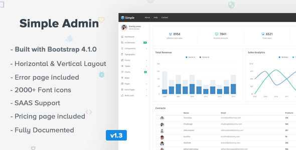 SimpleAdmin v1.3 - Responsive Bootstrap 4 Admin Template