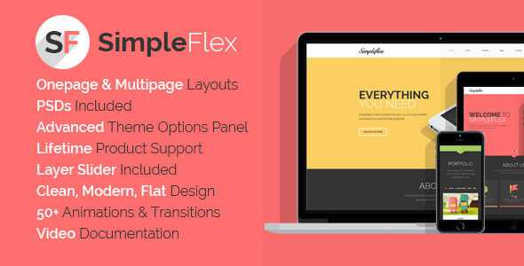 SimpleFlex v1.4 - Flat One Page WordPress Theme