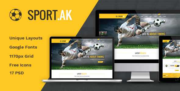 Sport.AK - Soccer Club and Sport PSD Template