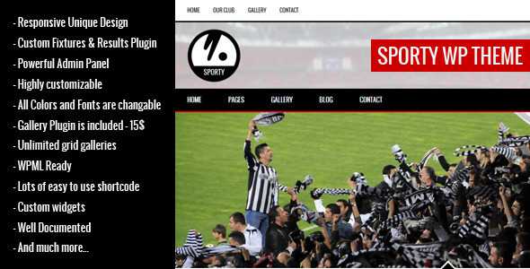 SPORTY v1.8.1 - Responsive Wordpress Theme for Sport Clubs