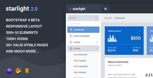 Starlight v2.0 - Responsive Bootstrap 4 Admin Dashboard Template
