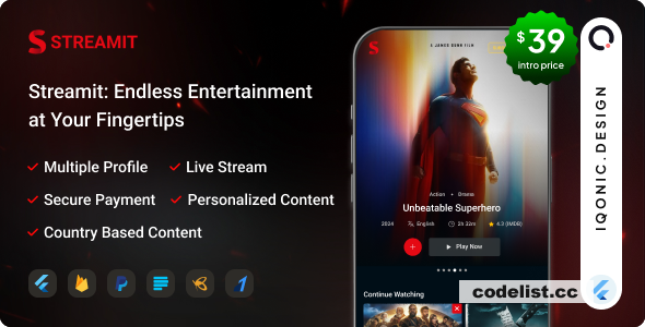 Streamit v2.1.0 - OTT Streaming Flutter App (Add-on) v2.0.0