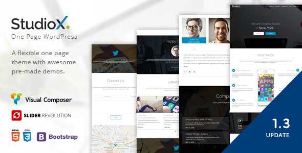 StudioX v1.3 - One Page WordPress