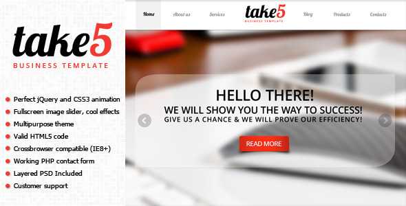 Take5 is a premium multipurpose template