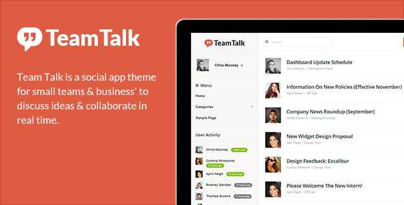 Team Talk - Themeforest A Real Time Collaboration Theme