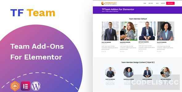 TfTeam v1.0.1 - Team Member widget For Elementor