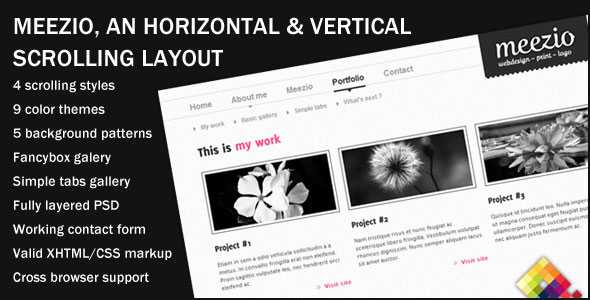 Themeforest Meezio, Horizontal & Vertical Scrolling Template