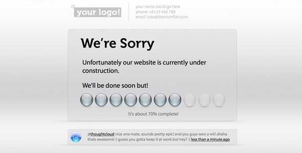 Themeforest Under Construction (With BALLSY progress bar!)
