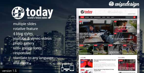 Today - Themeforest News & Magazine WordPress Theme