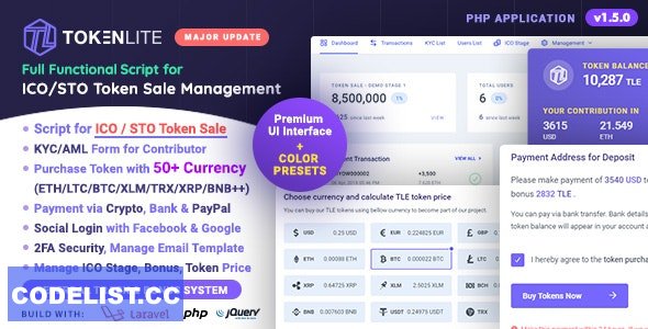 TokenLite v1.7.0 - ICO / STO Token Sale Management Dashboard - ICO Admin Script - nulled