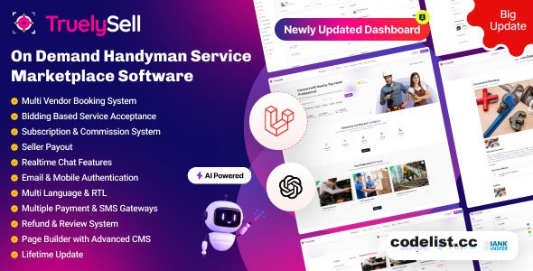 TruelySell v2.4.4 - Multi-Service Booking & Provider Marketplace Platform (Laravel 12)