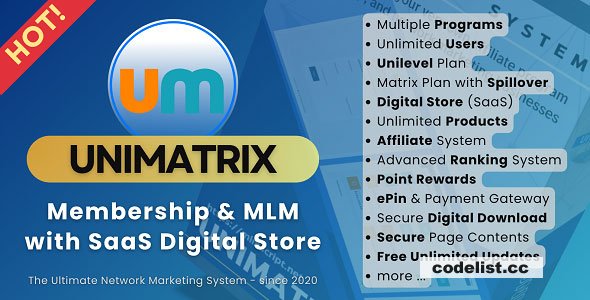 UniMatrix v5.9.2 - Membership and MLM Script with SaaS Digital Store
