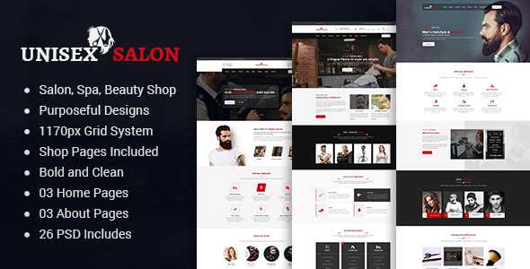 Unisex | Barber Shop, Hair, Spa and Beauty Salon PSD Template