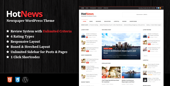 HOTNEWS - THEMEFOREST NEWSPAPER WORDPRESS THEME