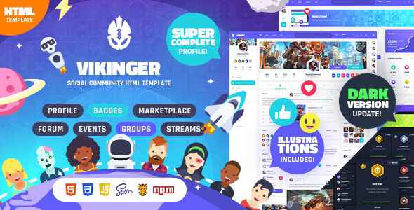 Vikinger v1.2.3 - Social Community and Marketplace HTML Template