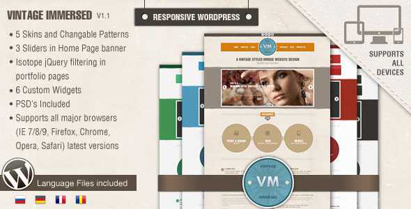 Vintage Immersed - Themeforest Multipurpose WordPress Theme