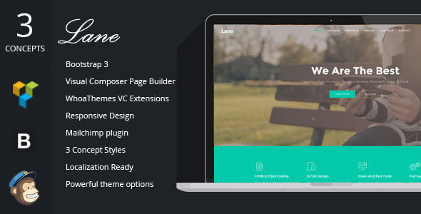 LANE - STARTUP LANDING PAGE BOOTSTRAP WP THEME