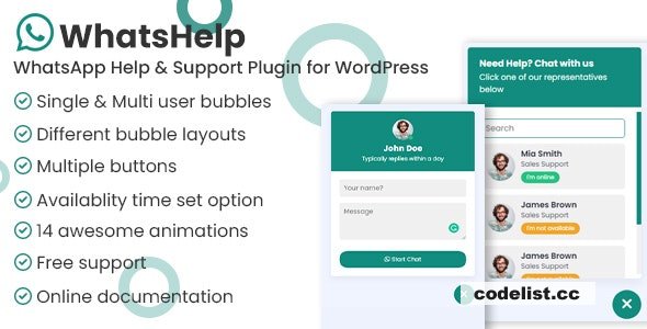 WhatsApp Chat Support Pro WordPress Plugin v2.2.3