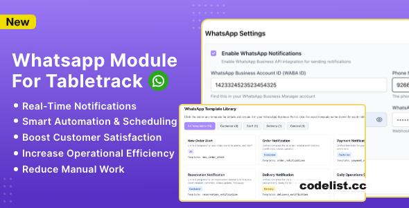 WhatsApp Module for TableTrack v1.0