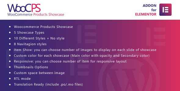 WooCommerce Products Showcase for Elementor v1.0 - WordPress Plugin