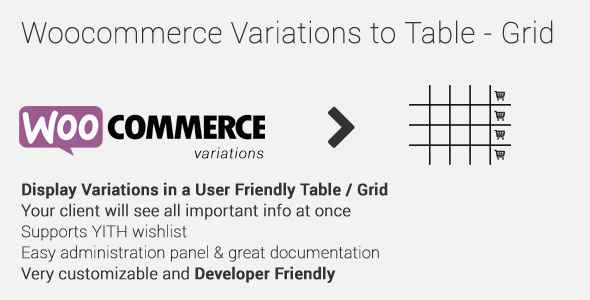 Woocommerce Variations to Table - Grid v1.3.10