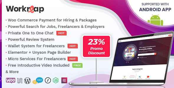 Workreap v1.4.9 - Freelance Marketplace WordPress Theme + Android App