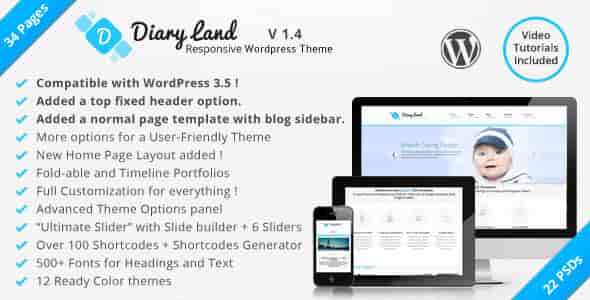 DIARYLAND - THEMEFOREST CORPORATE WORDPRESS RESPONSIVE THEME