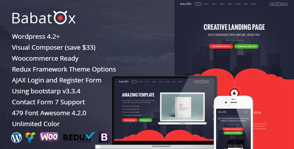 BABATOX V1.3 - RESPONSIVE LANDING PAGE WORDPRESS THEME